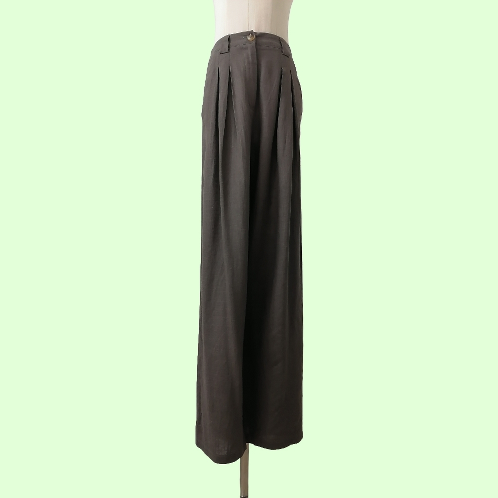 sz: S, dark gray linen/cotton blend loose fit pants by BLUSH MARK - Picture 1 of 5